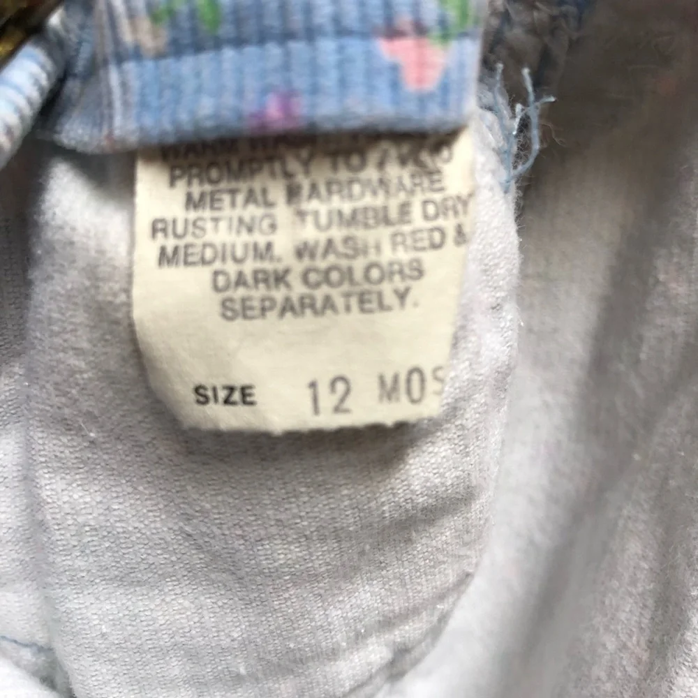 Vintage Oshkosh overall corduroy floral blue 12 months